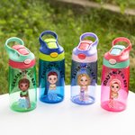 Personalized Cartoon Mini Boss Character Name 16 oz Kid Water Bottle with Straw and Spill-Proof Lid Back to School Birthday Gift for Girls Boys