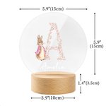 Personalisierte Floral Initial niedlichen Peter Rabbit Acryl LED-Nachtlicht mit hölzernen Basis und Name Home Decor Ostern Party Geburtstag Geschenk für Kinder