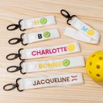Personalized Tennis Baseball Pickleball Court Fence Bag Hook with Embroidery Initial Name Sports Accessory Game Day Gift for Sports Lover
