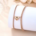 Personalized Heart-shaped Pendant Matching Magnetic Bracelet with Engraved Initial Birthday Valentine's Day Anniversary Gift for Couples Friends