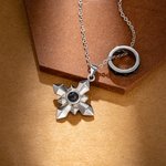 Personalised Punk Cross Compass Photo Projection Necklace Gothic Style Jewellery Anniversary Birthday Gift for Family Friends Rock Lovers