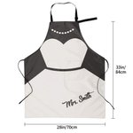 Henkilökohtainen puku iltapuku Design nimi vedenpitävä esiliina taskut ja säädettävä kaulahihna Bridal Shower vuosipäivä lahja vastanaineille