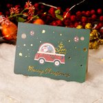 Merry Christmas Green Cartoon Santa Design Christmas Card