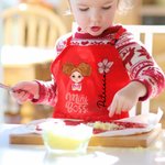 Personalized Cartoon Character Mini Boss Birth Flower Adjustable Apron Chef Hat Set with Pocket Cooking Baking Accessories Birthday Gift for Kids