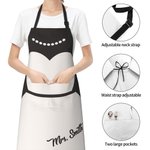 Henkilökohtainen puku iltapuku Design nimi vedenpitävä esiliina taskut ja säädettävä kaulahihna Bridal Shower vuosipäivä lahja vastanaineille