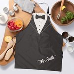 Henkilökohtainen puku iltapuku Design nimi vedenpitävä esiliina taskut ja säädettävä kaulahihna Bridal Shower vuosipäivä lahja vastanaineille