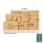 Personalisierte Laurel Wreath FSC Bambus graviert Monogrammed Charcuterie Schneidebrett mit Saft Rille Housewarming Geburtstag Geschenk für Familie