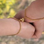 Personalized Heart-shaped Pendant Matching Magnetic Bracelet with Engraved Initial Birthday Valentine's Day Anniversary Gift for Couples Friends