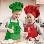 Personalized Cartoon Character Mini Boss Birth Flower Adjustable Apron Chef Hat Set with Pocket Cooking Baking Accessories Birthday Gift for Kids