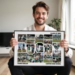 Personalisierte Fußball Basketball Jubel Foto Collage Leinwand Gemälde mit Team Name Geburtstag Home Decor Geschenk für Sport Trainer