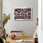 Personalisierte Fußball Basketball Jubel Foto Collage Leinwand Gemälde mit Team Name Geburtstag Home Decor Geschenk für Sport Trainer