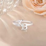 Henkilökohtainen Mini Double Initials Design Ring Dainty Korut Syntymäpäivä Vuosipäivä Äitienpäivä lahja äidille tyttöystävä sisaret