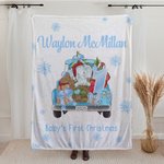 Couverture de Noël Personnalisée avec Nom Animal Mignon sur Camion Couverture de Canapé Décor Maison pour Fêtes Cadeau pour Bébé