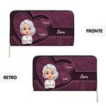 Portafoglio lungo personalizzato in pelle PU con 1-8 nomi e scomparti multipli - Regalo perfetto per compleanno o festa della mamma per donne