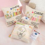 Personalized Cute Childlike Crown Cane Tooth Fairy Pillow with Name and Pocket First Tooth Lost Birthday Gift for Boys Girls