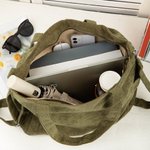 Personalized Leisure Corduroy Zipper Crossbody Tote Bag with Embroidered Name and Multiple Pockets Travel Accessories Birthday Gift for Family Friends