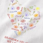 Personalized Heart Birth Flower Name Cloud Super Absorbent 100% Cotton Waffle Towel with 1-15 Names Birthday Mother's Day Gift for Mom Grandma Family