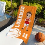 Telo mare assorbente personalizzato con nome e numero essenziale per vacanze al mare regalo per amanti di basket e pallavolo