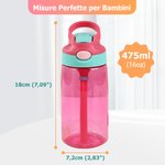 Borraccia da 475ml personalizzata con nome e fatina con cannuccia e manico regalo di compleanno ritorno a scuola per bambine