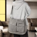 Personalized Leisure Corduroy Zipper Crossbody Tote Bag with Embroidered Name and Multiple Pockets Travel Accessories Birthday Gift for Family Friends