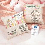 Personalized Cute Childlike Crown Cane Tooth Fairy Pillow with Name and Pocket First Tooth Lost Birthday Gift for Boys Girls