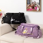 Borsa da viaggio capiente impermeabile personalizzato con nome e sagome di ginnastica ritmica regalo di compleanno per amanti della ginnastica