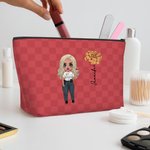 Personalisierte Polizei Frau Cartoon Charakter Geburt Blume Make-up Tasche mit Namen Graduierung Geburtstag Geschenk für weibliche Polizisten
