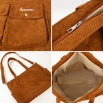 Personalized Leisure Corduroy Zipper Crossbody Tote Bag with Embroidered Name and Multiple Pockets Travel Accessories Birthday Gift for Family Friends