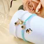 Personalized Photo Projection Matching Magnetic Braided Bracelet with Engraved Initial Birthday Valentine's Day Anniversary Gift for Couples Friends