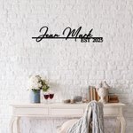 Panneau en Métal Personnalisé avec Nom de Famille et Année Décoration Murale Cadeau Mariage Anniversaire Emménagement pour Famille Couple