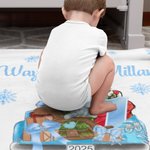 Couverture de Noël Personnalisée avec Nom Animal Mignon sur Camion Couverture de Canapé Décor Maison pour Fêtes Cadeau pour Bébé