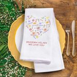 Personalized Heart Birth Flower Name Cloud Super Absorbent 100% Cotton Waffle Towel with 1-15 Names Birthday Mother's Day Gift for Mom Grandma Family