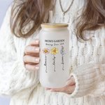Spersonalizowany Ogród Babci 1-12 Urodziny Kwiaty Codzienne Użycie 20 uncji Imię Kubek ze szkła matowego z pokrywką i słomką Codzienny prezent na Dzień Matki dla Babci Mamy
