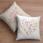 Personalized Word Cloud Birth Flower Heart Soft Throw Pillow Cover with 1-15 Names Mother's Day Birthday Housewarming Gift for Grandma Mom