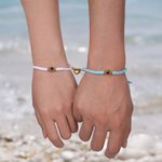 Personalized Photo Projection Matching Magnetic Braided Bracelet with Engraved Initial Birthday Valentine's Day Anniversary Gift for Couples Friends