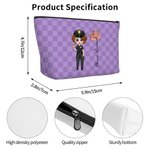 Personalisierte Polizei Frau Cartoon Charakter Geburt Blume Make-up Tasche mit Namen Graduierung Geburtstag Geschenk für weibliche Polizisten