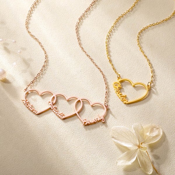Collar con colgante en forma de corazón personalizado con 1-8 nombres de familiares joyería regalo de cumpleaños o Día de la Madre para mujeres
