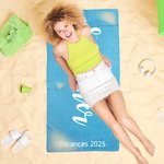 Serviette de Plage Personnalisée avec Nom Linge Super Absorbant Séchage Rapide Multicolore Disponible Cadeau de Vacances pour Famille Amis