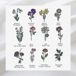 Personlig fødselsblomst fødselsstein halskjede med sidelengs navn Minimalistiske smykker Valentinsdag bursdagsgave til kvinner