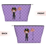 Personalisierte Polizei Frau Cartoon Charakter Geburt Blume Make-up Tasche mit Namen Graduierung Geburtstag Geschenk für weibliche Polizisten