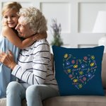 Personalized Word Cloud Birth Flower Heart Soft Throw Pillow Cover with 1-15 Names Mother's Day Birthday Housewarming Gift for Grandma Mom
