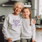 Personalised Multicolour Bow Grandma Soft Sweatshirt Hoodie with 1-12 Grandkids' Names Mother's Day Birthday Gift for Grandma Mom