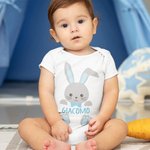 Maglietta a maniche corte o body per neonati con coniglietto di Pasqua personalizzato con nome 100% cotone regalo perfetto per bambini