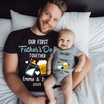 Vêtements Assortis Papa Bébé T-Shirt de Famille Personnalisé avec Nom Cadeau de fête des pères pour bébé et hommes