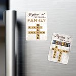 Gepersonaliseerde Wij Maken Een Familie Kruiswoord Scrabble Puzzel Koelkastmagneet met Namen Verjaardag Housewarming Geschenk voor Familie