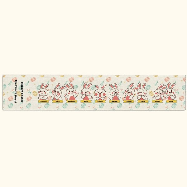 Runner da tavola a tema di coniglio di Pasqua personalizzabile con 1-10 nomi decorazione per cucina regalo ideale per famiglia