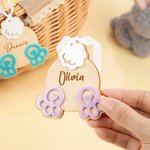 Personalized Cute Bunny Butt Tail Feet Wooden Tag with Engraved Name and White Ribbon Easter Basket Decor Party Gift for Kids