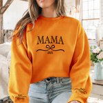 Personalised Multicolour Bow Grandma Soft Sweatshirt Hoodie with 1-12 Grandkids' Names Mother's Day Birthday Gift for Grandma Mom