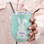 Bicchiere da 355ml termico isolato personalizzato con nome e testo regalo di Pasqua per famiglia e bambini