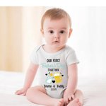 Vêtements Assortis Papa Bébé T-Shirt de Famille Personnalisé avec Nom Cadeau de fête des pères pour bébé et hommes